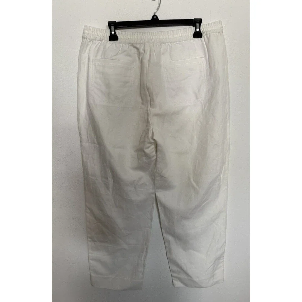 Banana Republic Pants Large White Womens Linen Blend Pull On Lagenlook NWOT
